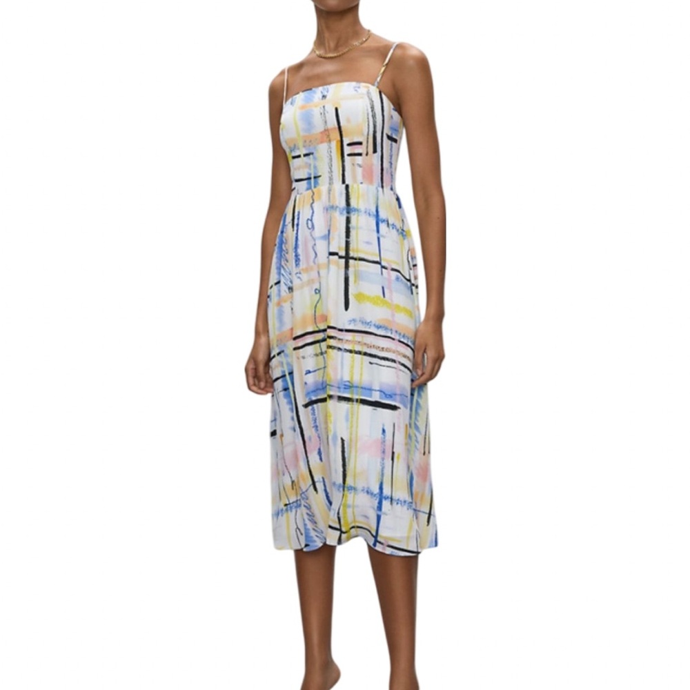 Aritzia Babaton Blue and Yellow Sleeveless Sundress size 6
